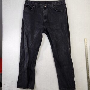RED KAP Mens Black Washed Denim Work Pants Relaxed Fit Straight Leg Size 40x30